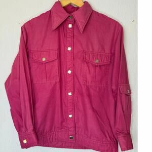Vintage Obermeyer Jacket Casual Retro 1980s Snap Up Magenta Womens M/L Japan
